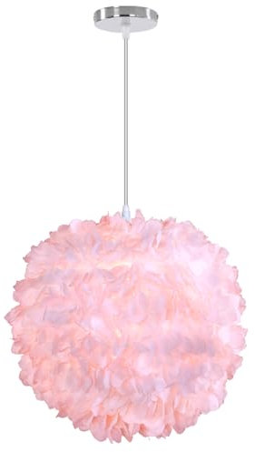 iDEGU Moderne Pendelleuchte, Ø 30 cm Hängelampe aus Stoff Kugel Lampenschirm E27 Deckenleuchte Kronleuchter für Schlafzimmer, Wohnzimmer (Rosa Blume)