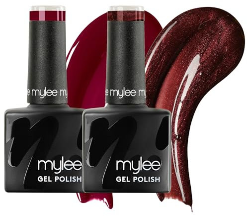 Mylee Gel Nail Polish Duo 2x8ml [Caffeine & Royalty] - UV/LED Soak-Off Nail Art Manicure Pedicure for Professional, Salon & Home Use - Long Lasting & Easy to Apply, Vegan & Cruelty Free