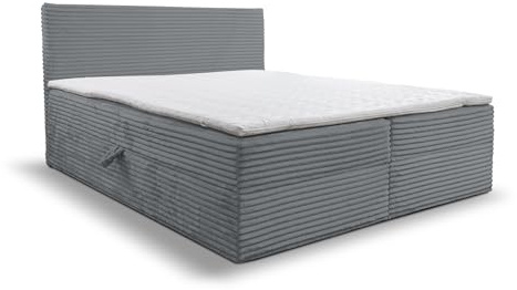Boxspringbett 180x200 mit Bettkasten, Tilly Doppelbett Grau Cordstoff