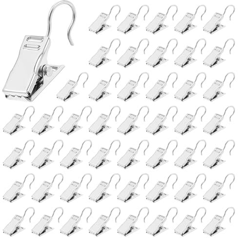 50PCS Curtain Clips with Hook, Curtain Hooks Clips Metal Hangers Hanging Photo Home Decoration Outdoor Christmas Party Craft Dispaly Art Camp Tent(Black)