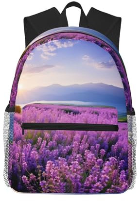 YaWea lavender fields College Backpack For Women Men,Lightweight Travel Bag Backpack With Pockets for Women Men, Black, One Size