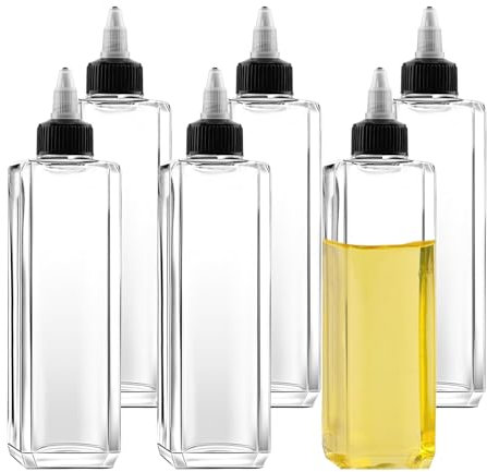 WLICCHS Pack of 6 100 ml Squeeze Bottles with Screw Lid, Oil Dispenser, Squeeze Bottles, Small, Plastic, Clear for Cooking, Make-Up, Liquids, Oils, Sauces, Spices