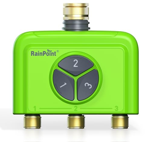 RAINPOINT Programador Riego WiFi 3 Zonas sin Hub, Programador Riego Automático WiFi, Entrada de Latón, Control por App y Voz, Retraso de Lluvia Automático para Jardín y Césped