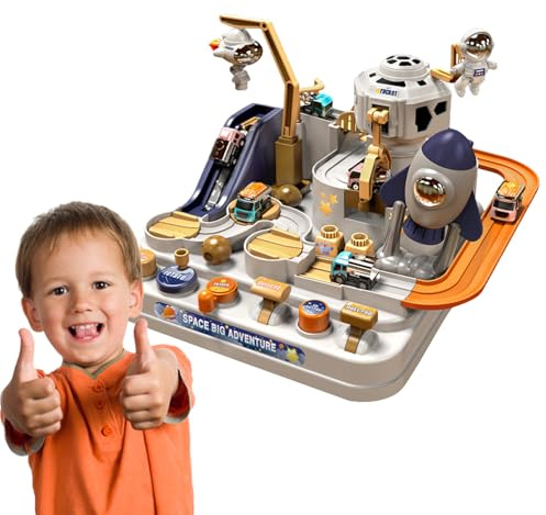 Genérico Car Rooms Adventure Toys, City Rescue Playsets, Spielzeug mit Mini-Autos und 1 Astronauten, Geschenk für Mini-Autos, Puzzle-Rail-Auto-Spielzeug für Mädchen im Alter von 4 5 6 7 Jahren