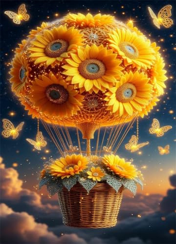 Puzzle 500 Teile Erwachsene Sonnenblume Luftballons Klassisches Puzzles, Anspruchsvoll Schwer Impossible Puzzles, Geschicklichkeitsspiel für Die Ganze Familie 52 x 38 cm