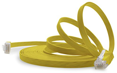 1aTTack.de 1m Yellow Cat.6 Flat Network Cable - Up to 1000 Mbit/s - Compatible with Cat5, Cat5e, Cat.7, Cat7a - Connects Router, Modem, PC, Gaming Console & More