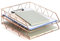 2 Pack Metal Rose Gold Desk Organiser, Paper, Letter, File and Document Holder (25 x 30 cm)