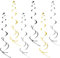 Oblique Unique® Deckenhänger 6 Stück Spiral Girlanden - Farbe wählbar (Schwarz-Silber-Gold Mix)