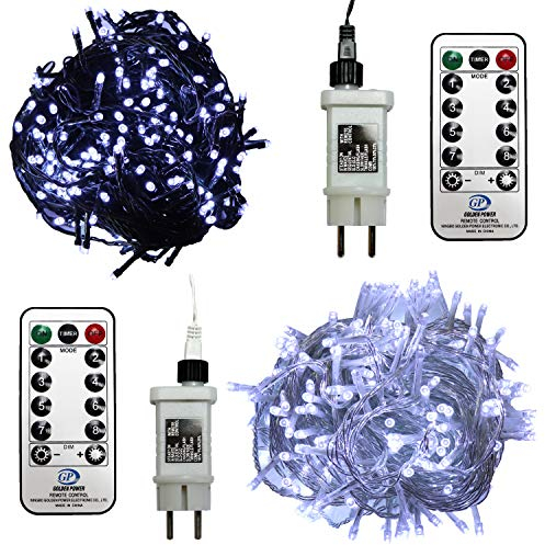 Gartenpirat Lichterkette 960 LED kaltweiß 76 m Kabelfarbe dunkelgrün außen innen Weihnachtsbeleuchtung Timer Fernbedienung 8 Programme Dimmen