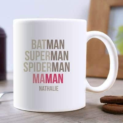 CADEAUX.COM - Mug Personnalisé - BatMaman - Mug Céramique- Résiste Au Micro Ondes et Lave Vaisselle -Tasse Personnalisable Message - Idée Cadeau Maman - Cadeau Fête des Mères -Idée Cadeau Femme