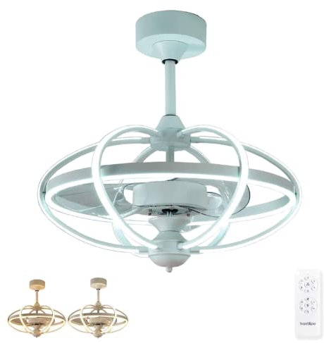Bastilipo - Ventilador de techo luz LED, mando a distancia, diámetro 63 cm, motor DC, modelo Miami