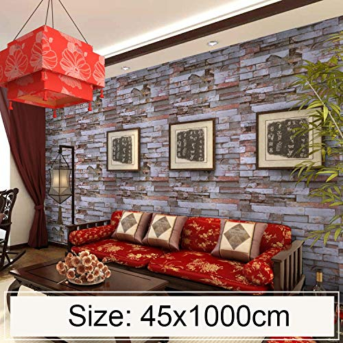 ZZjingli Jhy Mica Backstein Kreative 3D Steinziegel Dekoration Tapete Aufkleber Schlafzimmer Wohnzimmer Wand wasserdichte Tapete Rolle, Größe: 45 x 1000 cm