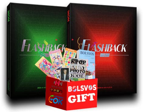 iKON - FLASHBACK [Digipack Full Set ver.] (4th Mini Album) 6 Albums+BolsVos K-POP eBook (21p), 3EA BolsVos Stickers for Toploader, Photocards
