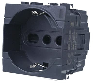 Toma Schuko 2P + T 16 A, compatible con Bticino Living Light (1 unidad, negro)