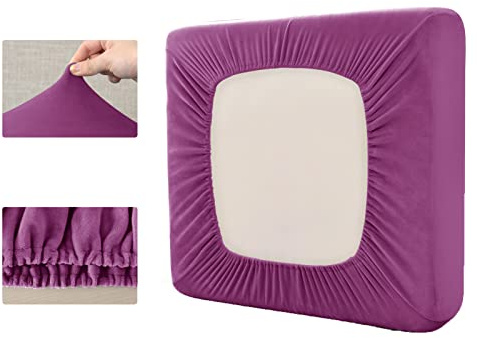 FFFF & OLFEH Sofa Sitzkissenbezug Sofabezug, Samt Sofahusse Stretch Couchbezug,Sofa Cover Couch überzug für Sofa überzug L Form,Dicke weiche gemütliche Sofa (Lila,2-Sitzer)