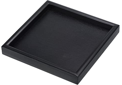 PATIKIL Wood Serving Tray 7 Inch, Square Decorative Platter for Home Decor Kitchen Table Candle Holder, Black