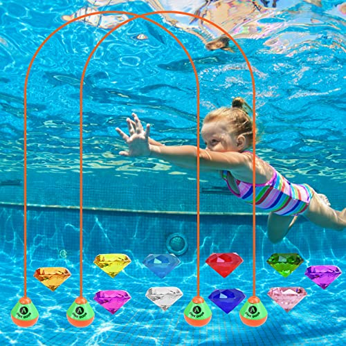 Encuryna Tauchspielzeug für Kinder - Pool Spielzeug Set mit Tauchbogen, Tauchringe - Wasserspielzeug für Outdoor Schwimmbad - Poolparty Geschenk für Jungen und Mädchen
