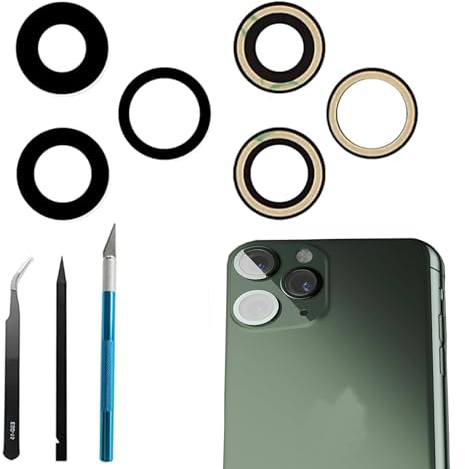 Dakexiong 3 Pcs/Set 11 Pro/11 Pro Max Back Camera Glass Lens Replacement for iPhone 11 Pro/ 11 Pro Max Rear Camera Glass Lens Replacement+ Repair Tool Kit, Anti-Lens Scratch