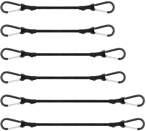 6er Set Spanngummi mit Karabiner, 60cm, 100cm, 150cm Lang Gepäckspanner Expander Gummiband mit Karabinerhaken, Expander mit Karabinerhaken für Sonnensegel, Tarps, Garten, Fahrrad, Auto, Ladung