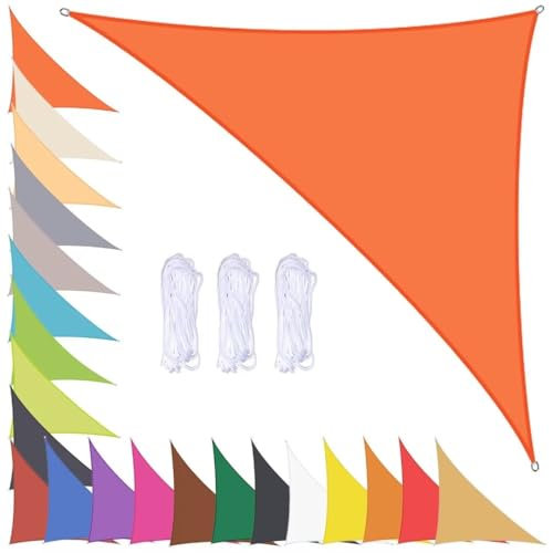 Sonnensegel Dreieckig Sonnenschutz Markise Garten Wasserdicht 90% UV Schutz Sonnensegel mit Ösen für Balkon Terrasse Strand Pool Hinterhof Orange 3x4x5m