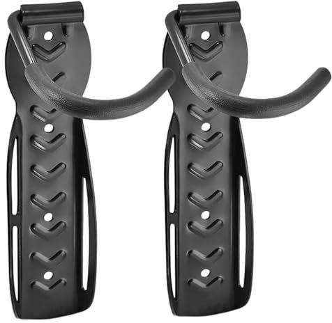 Soporte Bicicletas Pared para 2 Bicicletas de Acero Negro – Soporte Pared Bicicleta con Gancho Protector de Goma, Colgador Resistente y Seguro.