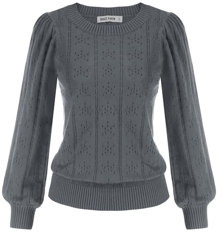 Maglione a maniche lunghe Pullover in poliestere Maglione lavorato a maglia girocollo da Donna Inverno caldo Cl834-18 XL
