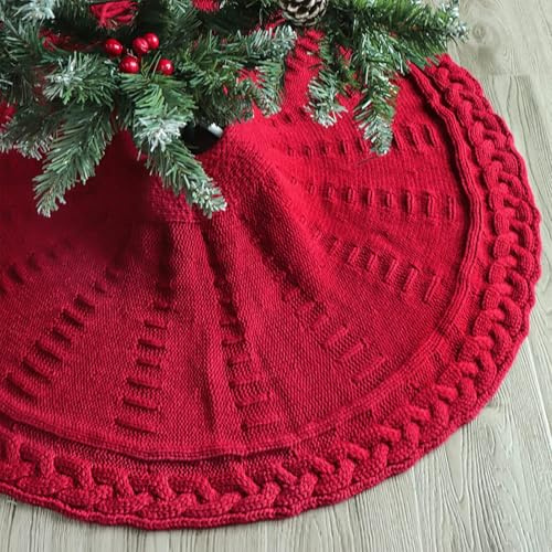 Weihnachtsbaum Deck, Weihnachtsbaum Rock, Rot Rund Groß Weihnachtsbaum Teppich, Christbaumschmuck Unterlage Weihnachtsdeko Party (62cm)