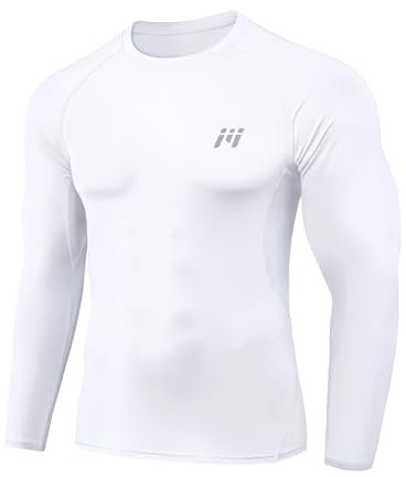 MEETWEE Camiseta Compresion Hombre, Hombre Transpirable Secado rápido para Running Gym Ciclismo Ropa Deportiva Manga Larga Base Layers para Running Gym Ciclismo Camisa