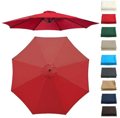 GZDXBF Auvent De Remplacement pour Parasol 6 Baleines/8 Baleines, Toile De Parasol Déporté, Housse De Rechange pour Parasol D'extérieur, Polyester Anti UV 50+(Red,8 RIBS/350CM(11.5FT))