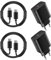 2 Pack 45W Cargador Carga Rapida for Samsung Galaxy S24/S23/S23+/S23 Ultra/S22/S21/S20/Note20/10/9/8/A73/A53/S10, iPhone 16/15 con 2M Cable, USBC Tipo C Cargado Adaptador Cabezal Negro Carregador