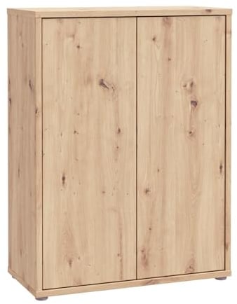 Forte Alice Springs Schuhschrank 70 80, moderner Flurschrank mit 2 Türen und 4 Einlegeböden, Holzwerkstoff, Artisan Eiche Holzdekor, 74,5 cm breit x 99,1 cm hoch x 34,9 cm tief
