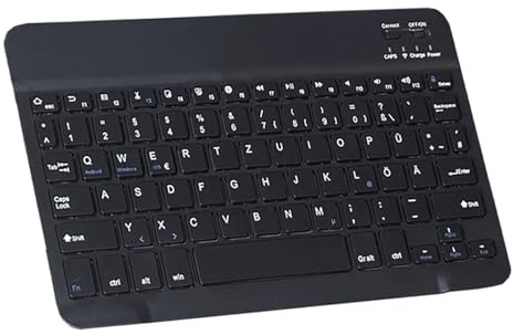leleyo Tablet Tastatur mit deutschem Bluetooth Tastatur 10 QWERTZ Mini Leicht und tragbar für iPhone/Tablet/Windows/Laptop/PC, schwarz