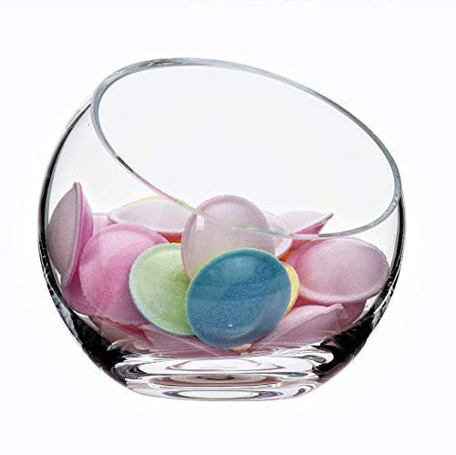 SOLAVIA Clear Glass Hand Crafted Decorative Snack and Dip Sweet Bowl H16cm high Slant Kitchen Accessory Bowl