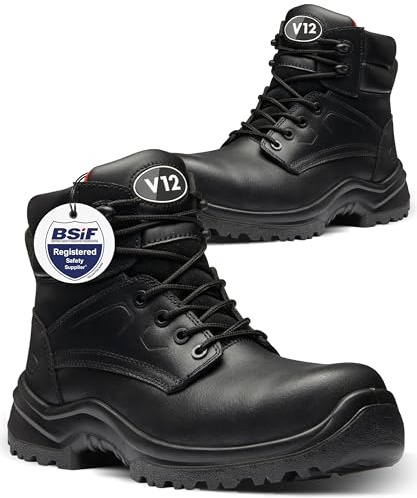 V12 Otter S3 Derby Safety Boot for Men, Wide Fit, Thermal Insulated | Metal-free composite toe cap, pierce-resistant midsole, water-resistant leather, lightweight