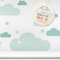 LOVELY LABEL Wandtattoo Kinderzimmer I Made in Germany I Babyzimmer Deko I Design Wandsticker Mädchen & Junge I Wolken Clouds I Grün Weiß