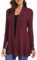 iClosam Women Casual Cardigan Knitted Open Front Long Sleeve Mid-Length Warm Cardigan Sweater, Wine Red, S