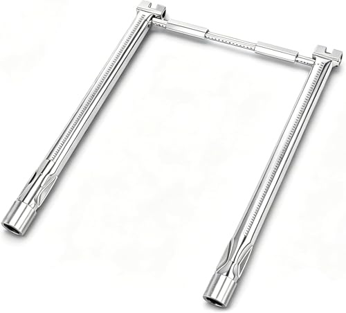 Uniflasy Edelstahl Grillbrenner für Weber Spirit E210 E220, Spirit II 200 | Brennerrohr Ersatzteile für Weber Spirit 200, E210 E220 S210 S220, 69785, 45,7 cm, Frontbedienung, inkl. Crossover-Rohr