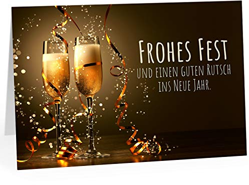 Große XXL Weihnachtskarte DIN A4 mit Umschlag - Frohes Fest und guten Rutsch - Übergroße Klappkarte mit nettem Weihnachts Gruß zu Weihnachten