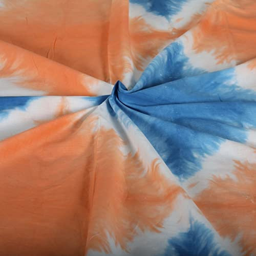 Tela Shibori de 5 yardas, tela de algodón indio, tela hecha a mano para confección, tela de teñido anudado, tela de tinte natural para coser (patrón 4)