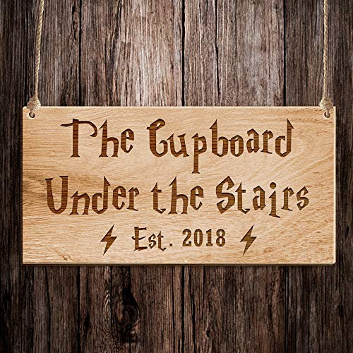 cPersonalised Wooden Room Gate Sign Made with Harry Potter Font Novelty Engraved Home Hanging Font Plaque Magic Gift Mothers Day Gift for Christmas Hand Finished in UK