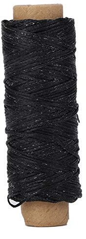 Filo da cucito piatto cerato, 150D/16, 50 m, per riparazioni di scarpe artigianali in pelle, per cucire a mano e a macchina, fai da te (nero)