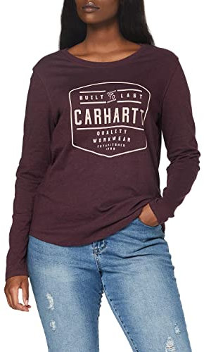 Carhartt T-Shirt Lockhart, Manica Lunga, con Grafica e Logo Donna, Viola (Fudge Heather), XS