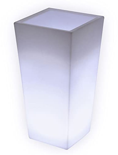 Danieli Vasi luminosi da Giardino M CEDAR a LED bianco freddo | Portavaso in resina antigraffio illuminato | Led IP67 | Made in Italy | Trasformatore IP20 da 1,1 mt | cm 30x30x60| kg 2,8