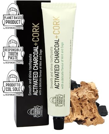 Hungrycircle | Responsible Toothpaste - Dentifricio Sbiancante Professionale con Carbone Vegetale, Salvia, Menta e Sughero, Dentifricio Naturale Senza Fluoro, Eco-Friendly e Made in Italy, 75ml