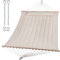 SUNCREAT Double Hammock for 2 Person, Extra Large Outdoor Portable Hammock with Hardwood Spreader Bar, Soft Pillow, 475 lbs Capacity, White