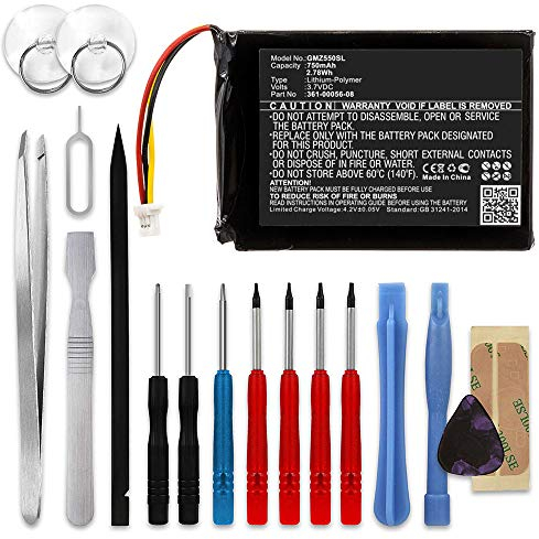 subtel, Akku Navi kompatibel mit Garmin Camper 780, Camper 770 LMT-D, Drive 61 LMT-S (750mAh, 3.7V) + Werkzeug-Set Ersatzakku 361-00056-08