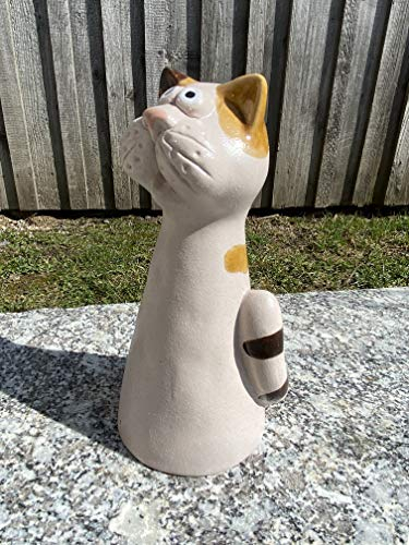 Rostalgie Keramik Zaunfigur Katze/Kuh/Schwein 18 cm zur Auswahl Gartenzaun Dekoration - 1 STÜCK (Keramik, Katze)
