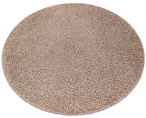 rugsx Teppich SOFFI Shaggy 5cm; für Kinderzimmer, Wohnzimmer, Schlafzimmer, langfloorteppiche, wohnzimmerteppich, beige, Kreis 100 cm
