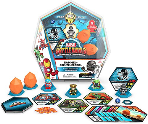 Funko Marvel Battleworld: Series 1 Mystery of The Thanostones Mega Pack – Negative Zone Spiderman (enthält 5 Helden-Sammelobjekte + 1 Exklusives+13 Kampfkarten) - Ideal für Kinder ab 6 Jahren