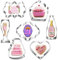 LUBTOSMN 7-Piece Birthday Wedding Cookie Cutter Set - Cake, Heart, Cupcake, Champagne, Wine Bottle, Plaque